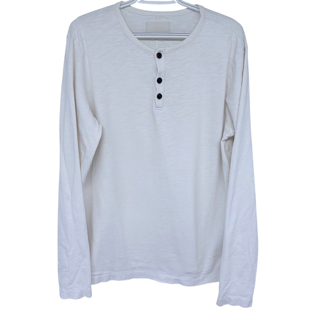Citizens of Humanity Pablo Henley Shirt Mens‎ Large Cream Long Sleeve MT117-1284